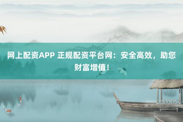 网上配资APP 正规配资平台网：安全高效，助您财富增值！