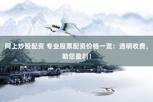 网上炒股配资 专业股票配资价格一览：透明收费，助您盈利！