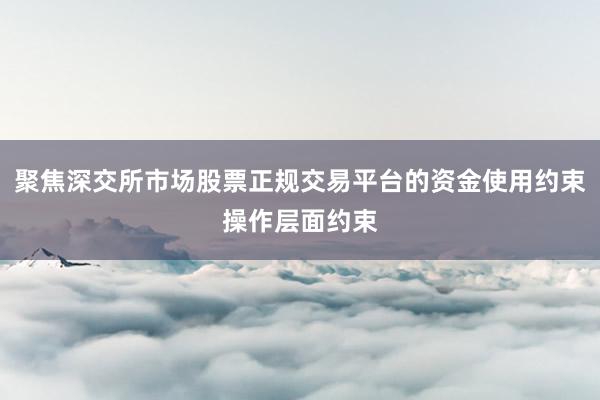 聚焦深交所市场股票正规交易平台的资金使用约束操作层面约束
