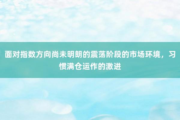 面对指数方向尚未明朗的震荡阶段的市场环境，习惯满仓运作的激进