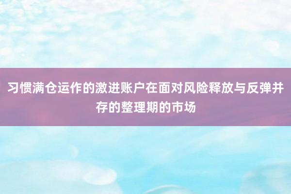 习惯满仓运作的激进账户在面对风险释放与反弹并存的整理期的市场