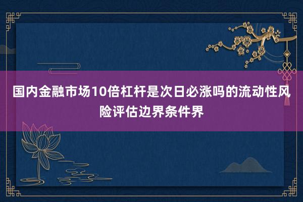 国内金融市场10倍杠杆是次日必涨吗的流动性风险评估边界条件界