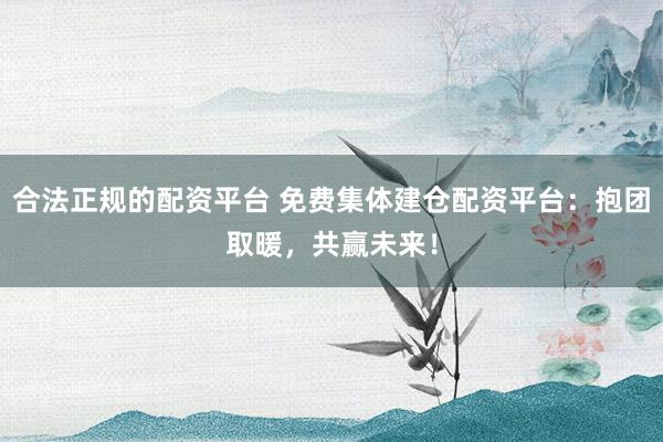 合法正规的配资平台 免费集体建仓配资平台：抱团取暖，共赢未来！