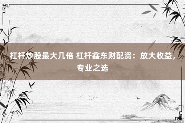 杠杆炒股最大几倍 杠杆鑫东财配资：放大收益，专业之选